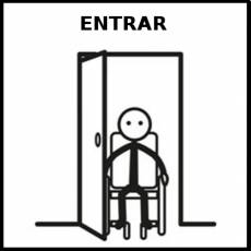 ENTRAR (EN SILLA) - Pictograma (blanco y negro)