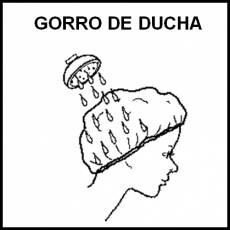 GORRO DE DUCHA - Pictograma (blanco y negro)