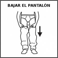 BAJAR EL PANTALÓN - Pictograma (blanco y negro)