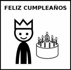FELIZ CUMPLEAÑOS - Pictograma (blanco y negro)