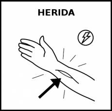 HERIDA - Pictograma (blanco y negro)