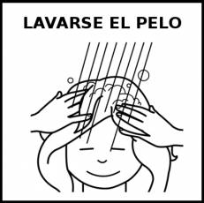 LAVARSE  EL PELO - Pictograma (blanco y negro)