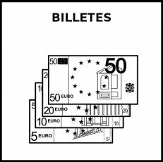BILLETES (DINERO) - Pictograma (blanco y negro)