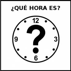 ¿QUÉ HORA ES? - Pictograma (blanco y negro)