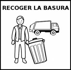 RECOGER LA BASURA - Pictograma (blanco y negro)