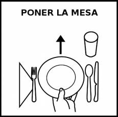 PONER LA MESA - Pictograma (blanco y negro)