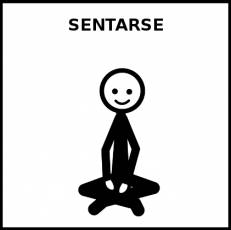 SENTARSE (EN EL SUELO) - Pictograma (blanco y negro)