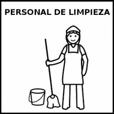 PERSONAL DE LIMPIEZA (MUJER) - Pictograma (blanco y negro)