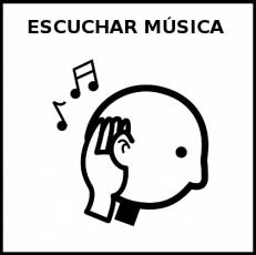 ESCUCHAR MÚSICA - Pictograma (blanco y negro)