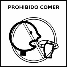PROHIBIDO COMER - Pictograma (blanco y negro)