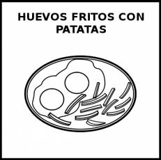 HUEVOS FRITOS CON PATATAS - Pictograma (blanco y negro)
