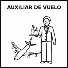 AUXILIAR DE VUELO (HOMBRE) - Pictograma (blanco y negro)
