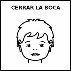 CERRAR LA BOCA - Pictograma (blanco y negro)