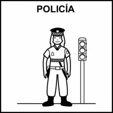 POLICÍA (MUJER) - Pictograma (blanco y negro)