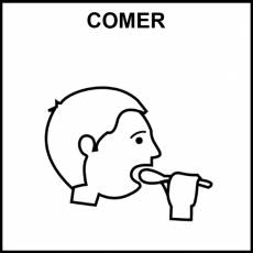 COMER (MASCULINO) - Pictograma (blanco y negro)