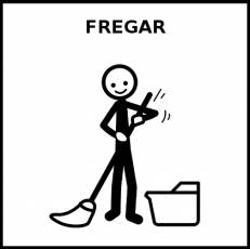FREGAR (EL SUELO) - Pictograma (blanco y negro)