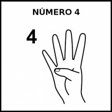 NÚMERO 4 (DEDOS) - Pictograma (blanco y negro)