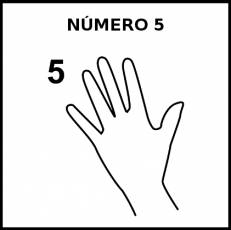 NÚMERO 5 (DEDOS) - Pictograma (blanco y negro)