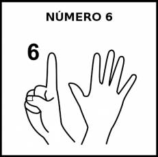 NÚMERO 6 (DEDOS) - Pictograma (blanco y negro)