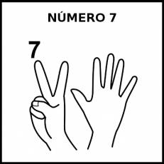NÚMERO 7 (DEDOS) - Pictograma (blanco y negro)