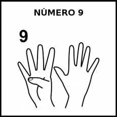 NÚMERO 9 (DEDOS) - Pictograma (blanco y negro)