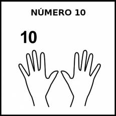 NÚMERO 10 (DEDOS) - Pictograma (blanco y negro)