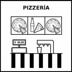 PIZZERÍA - Pictograma (blanco y negro)