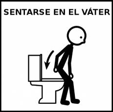 SENTARSE (EN EL VÁTER) - Pictograma (blanco y negro)