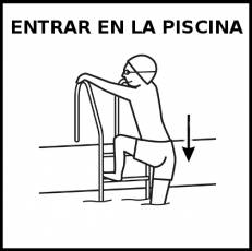 ENTRAR EN LA PISCINA - Pictograma (blanco y negro)