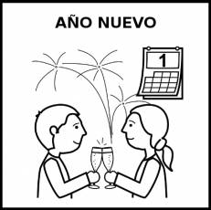 AÑO NUEVO - Pictograma (blanco y negro)