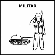 MILITAR (MUJER) - Pictograma (blanco y negro)
