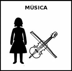 MÚSICA (MUJER) - Pictograma (blanco y negro)