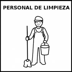 PERSONAL DE LIMPIEZA (HOMBRE) - Pictograma (blanco y negro)
