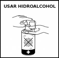 USAR HIDROALCOHOL - Pictograma (blanco y negro)