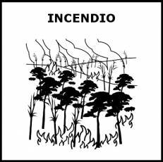 INCENDIO - Pictograma (blanco y negro)