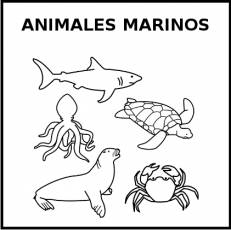 ANIMALES MARINOS - Pictograma (blanco y negro)