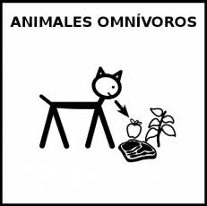 ANIMALES OMNÍVOROS - Pictograma (blanco y negro)