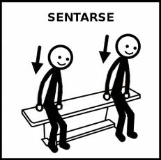 SENTARSE (EN EL BANCO SUECO) - Pictograma (blanco y negro)