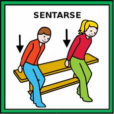 SENTARSE (EN EL BANCO SUECO) - Pictograma (color)