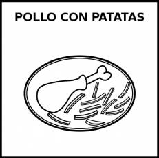 POLLO CON PATATAS - Pictograma (blanco y negro)