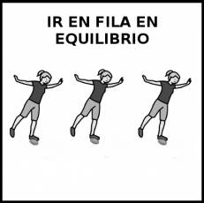 IR EN FILA EN EQUILIBRIO - Pictograma (blanco y negro)