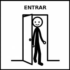 ENTRAR (ANDANDO) - Pictograma (blanco y negro)