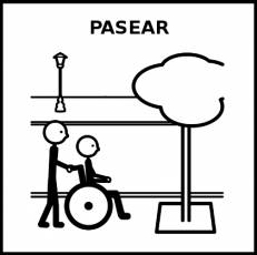 PASEAR (EN SILLA) - Pictograma (blanco y negro)