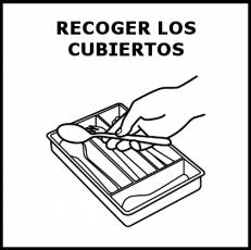 RECOGER LOS CUBIERTOS - Pictograma (blanco y negro)