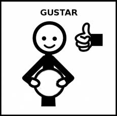 GUSTAR (UNA COSA) - Pictograma (blanco y negro)