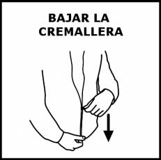 BAJAR LA CREMALLERA - Pictograma (blanco y negro)