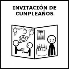INVITACIÓN DE CUMPLEAÑOS - Pictograma (blanco y negro)
