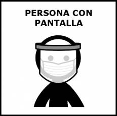 PERSONA  CON PANTALLA - Pictograma (blanco y negro)