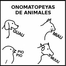 ONOMATOPEYAS DE ANIMALES - Pictograma (blanco y negro)