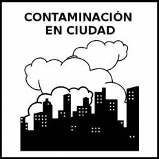 CONTAMINACIÓN EN CIUDAD - Pictograma (blanco y negro)